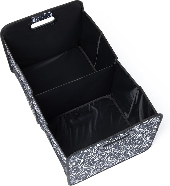 Paws Car Trunk Organizer Foldable Storage Bin with Handles Non Slip Base Pet Gear Travel Tote for SUV Truck (Flourish Paws)