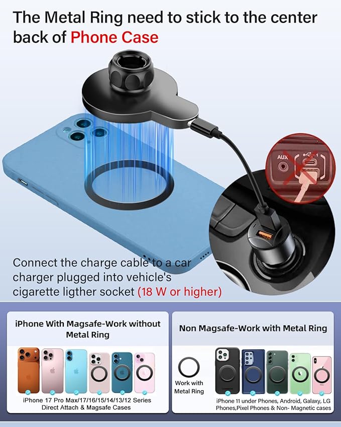PZK Car Phone Mount for Toyota Tacoma 2016 2017 2018-2022 2023 Accessories Custom Air Vent Phone Holder Magnetic 15W Fast Wireless Charger Hands Free 360° Rotation Cell Phone Automobile Cradles