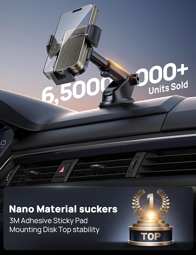 Car Phone Holder Mount [Military Grade Stable], 360° Rotatable Suction Cup Car Phone Mount for Dashboard Windshield ,Truck Cradle Stand for iPhone 17 16 15 Pro Max Samsung All Phone-2026 Upgraded