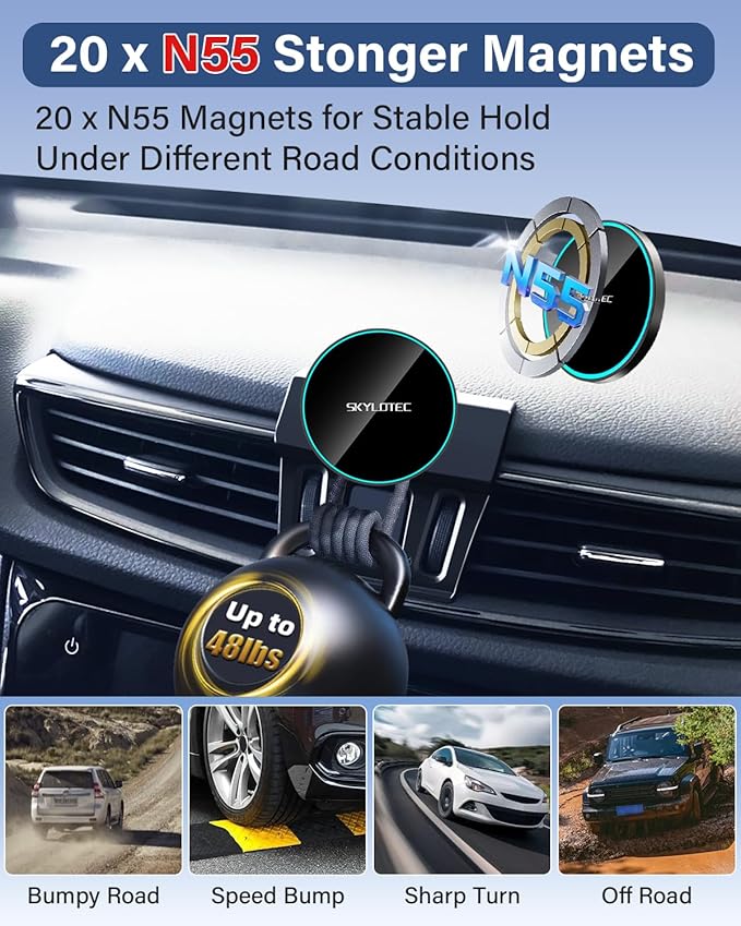 Phone Holder for Toyota Corolla 2020-2025/Corolla Cross Hybrid Hatchback 2022-2025 Accessories Car Magnetic Phone Mount Compatible with MagSafe, Strong Magnets Fast Wireless Charger Cell Phone Base