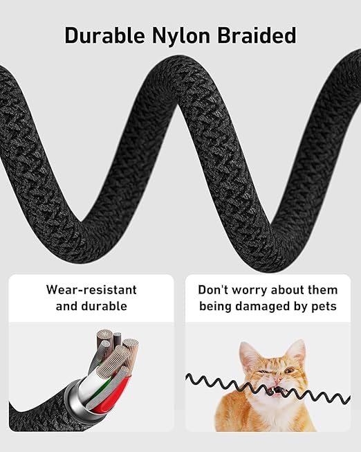 Coiled USB C Cable 6FT, 2Pack USB C to USB C Cable for Car 66W USB-C Fast Charging Cord Braided USB C to C Cable for iPhone 17 16 15, iPad, Samsung Galaxy, Google Pixel and More USB C Device-Red