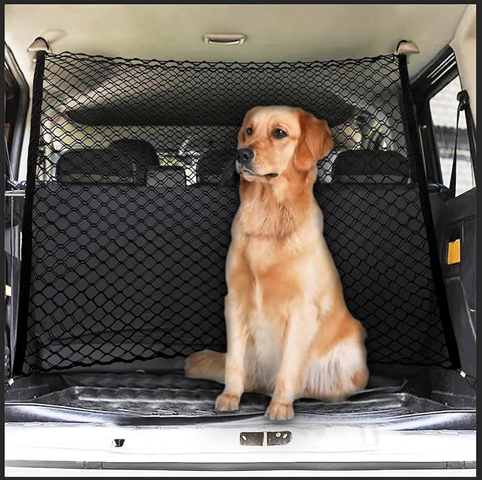 Car Dog Barrier Net for Toyota Sequoia 2007-2020, Easy to Install and Remove,with Flexible Bungee Cords Adjustable,Dual Layer Safety Net,Pet Restraint