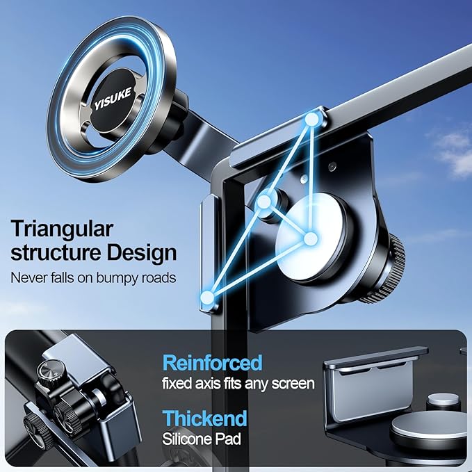 Magnetic Phone Mount Compatible with Tesla Model 3 Model Y, Car Holder 2025, Compatible with iPhone MagSafe 17/16/15/14/13/12 (Compatible with Tesla Screen Phone Mount)
