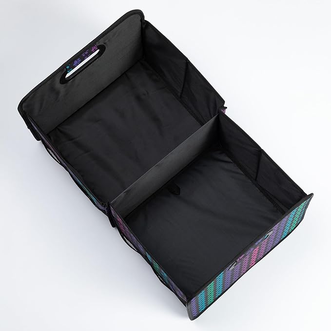 Paws Car Trunk Organizer Foldable Storage Bin with Handles Non Slip Base Pet Gear Travel Tote for SUV Truck (Rainbow Paws)