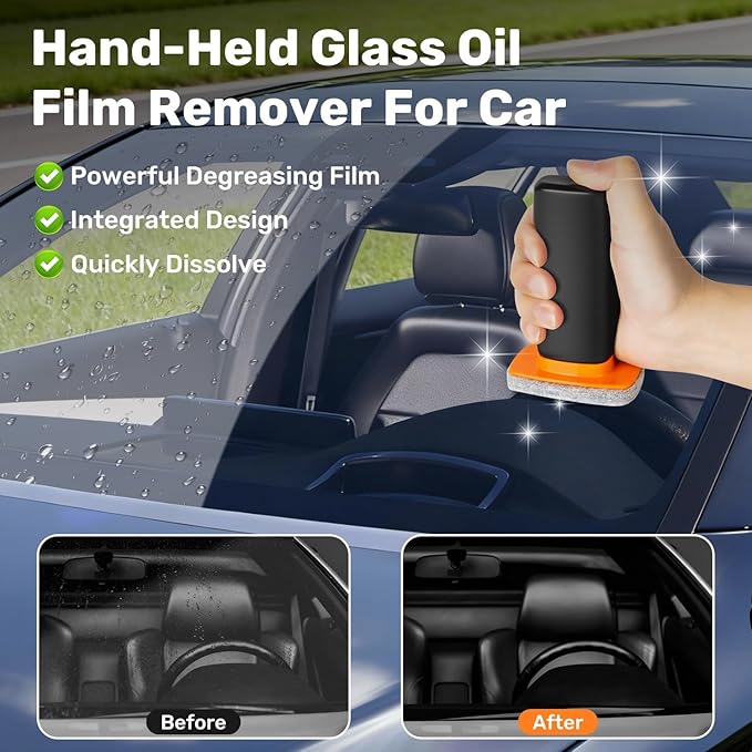 Glass Emulsion Cleaner,Car Oil Film Cleaner,Handle Oil Film Remover&Windshield Cleaner For Cars Window, Glass Emulsion, Crystal Clear View