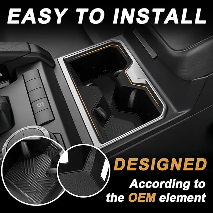 Muslogy Center Console Organizer & Cup Holder Inserts Compatible with 2025 2026 Toyota 4Runner Armrest Tray with Card Slot Divider Storage Box Non-Slip Silicone Front Drink Stoppers Rubber Cup Holder