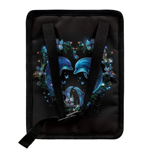 Talayituse Dolphin Flower Heart Print Car Trash Can with Lid, Leak Proof Auto Trash Bag Hanging Vehicle Garbage Can Multipurpose Storage Container for Back Seat Road Trip