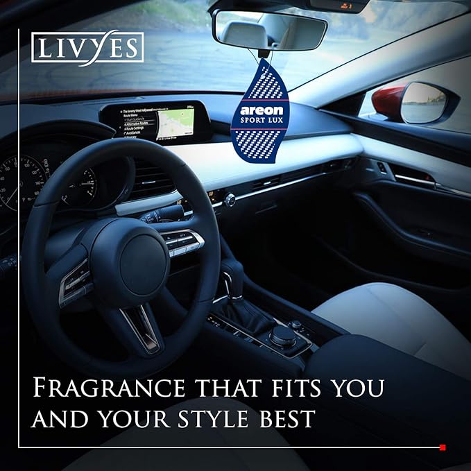 AREON Sport Lux Silver - Hanging Cardboard Air Freshener for Car, Home & Office - Premium Cologne Perfume with Natural Fragrances - Long Lasting, Fresh, Luxurious Scent - Stylish Design - Pack of 24