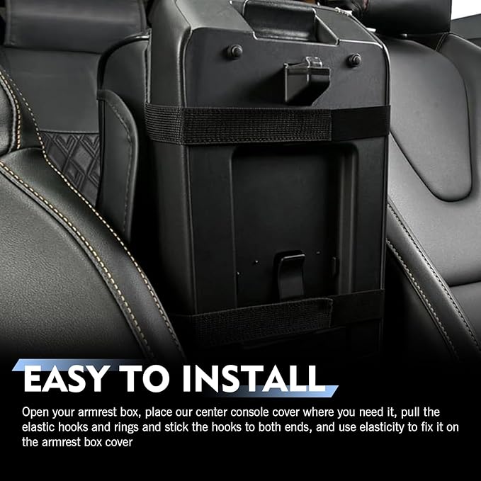 Center Console Cover Organizer, Comfortable Car Armrest Box Height Increase Pad, Multi-functional Storage Car Interior Accessories, Universal for Most Vehicles (Black)