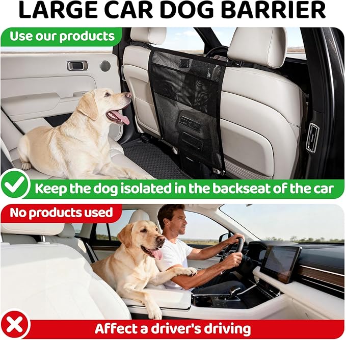 TKYZ Dog Car Barrier,Dog Car Net Barrier with Mesh Organize,Pet Divider Fit Car/SUV/Truck