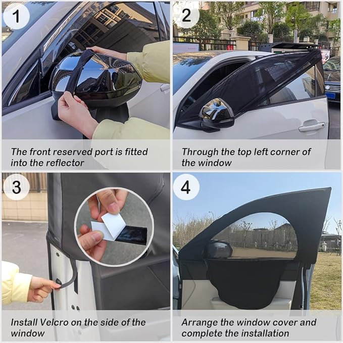 Upgrade Stretchable&Breathable SUV Car Window Shade - Oversize Double Mesh for Heat Shading and Bug&UV Protection - Car Must Have Privacy Shades for Cars,Truck,SUV When Camping (Front window/2pcs)
