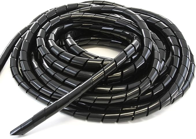 165FT PE 3/4 Inches (20 mm) Black Polyethylene Spiral Wire Wrap Hydraulic Hose Wrap Tube Management Protector Sleeve for Car Computer Cable Wire Holder Organizer PC and TV