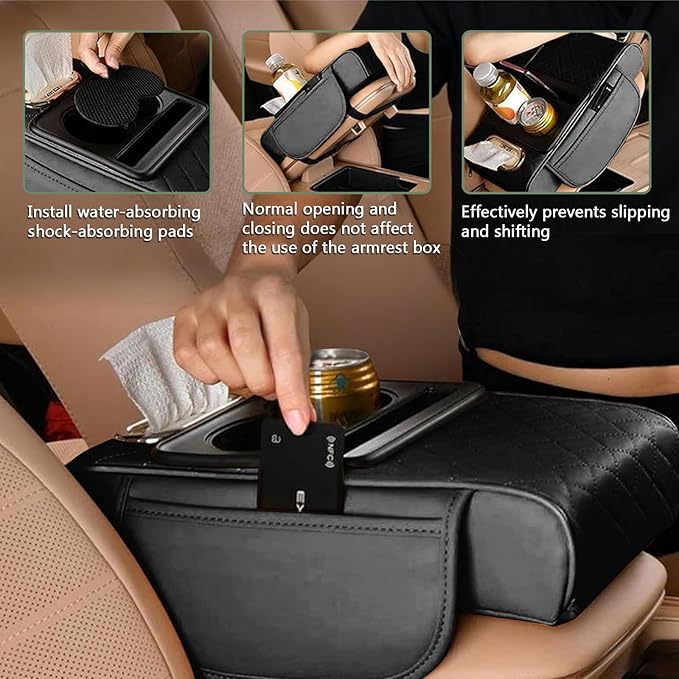 Multifunctional Car Armrest Cushion,5-in-1 Car Center Console Cover,Arm Rest Cover for Car,Car Armrest Storage Box, Car Accessories Center Console Organizers for Most Cars (Style A)