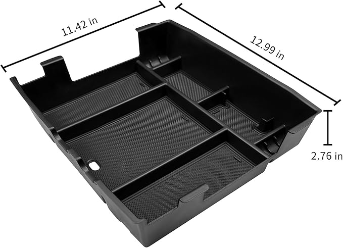 Zxiaochun Center Console Organizer for 2023 2024 2025 2026 Ford F250 F350 F450 F550 Super Duty, Plastic Armrest Storage Box Tray, ABS Material with Non-Slip Mats (Full Console w/Bucket Seats ONLY)