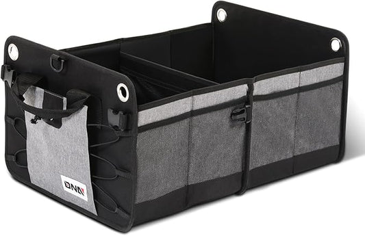 DNA Motoring Trunk Organizer for Car, 70L Large Capacity Foldable Trunk Organizer, Multi Compartment Car Trunk Organizer for Women Men, Grey, TOOLS-00420