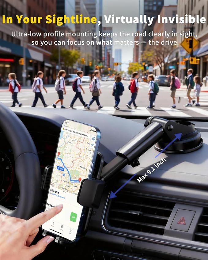 RayLink【2026 True Military-Grade Car Phone Holder【Upgraded Strongest Suction & Clip】 Universal Cell Phone Mount Truck Stand for Dashboard Windshield Vent for iPhone 17 Pro Max 16 15 Samsung