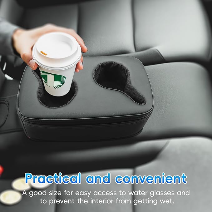 MARCHFA Automotive Cup Holders Tray Car Drink Holder SUV Back Seat Organizer Accessories Couch Cup Holder Tray Pillow Small (Reverse Direction Cup Holder)