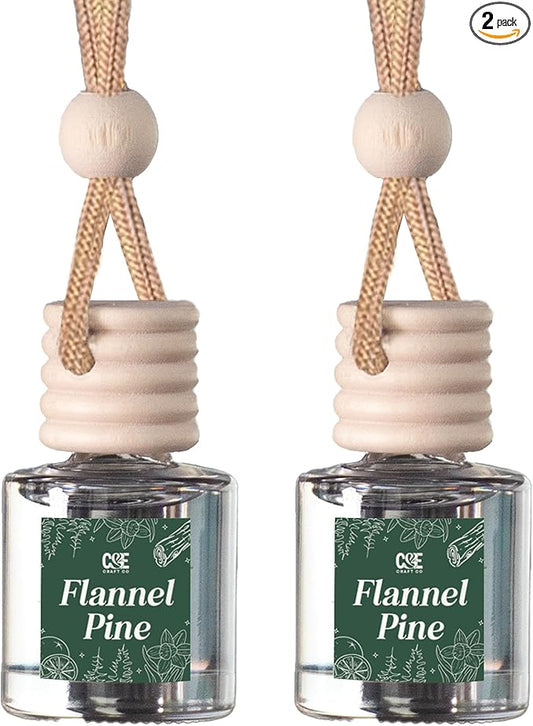 C&E Craft Co Hanging Car Air Freshener Diffuser 2 Pack, Long Lasting Fragrance Oil Car Freshener, Glass Bottle Auto Air Freshener, Made in USA (Flannel Pine)