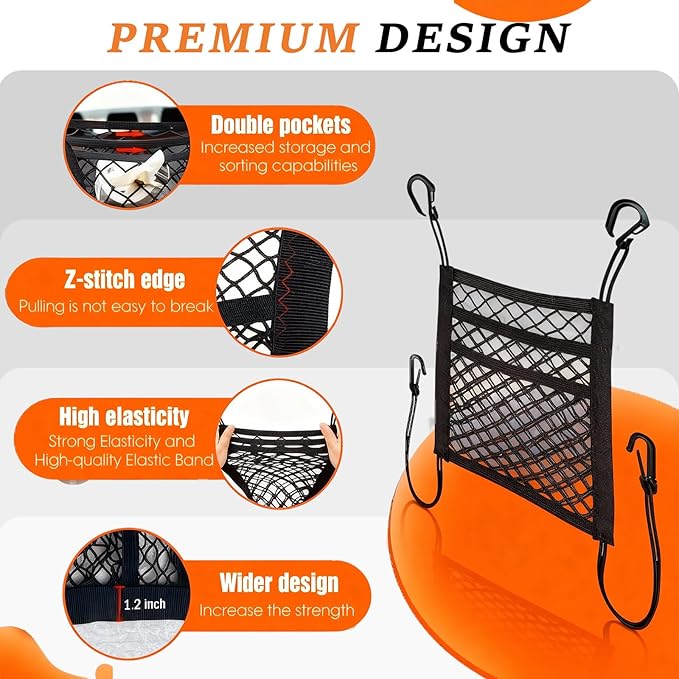 Car Net for Dogs, Dog Barrier for SUV Black 3-Layer Four-Sided Stretchable Dog Net for Car Back Seat with Storage Mesh – Easy Install, Pets Fits Most Cars & SUV