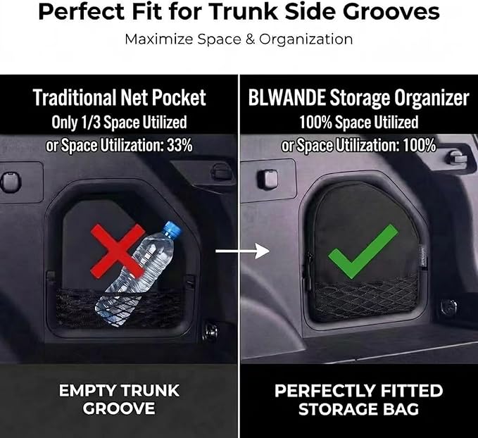 Trunk Upgrade, Trunk Organizer Pocket Bag, Trunk Cubby Storage bag,Cargo side pocket For Toyota Rav4 2026+ Black, 1 pc