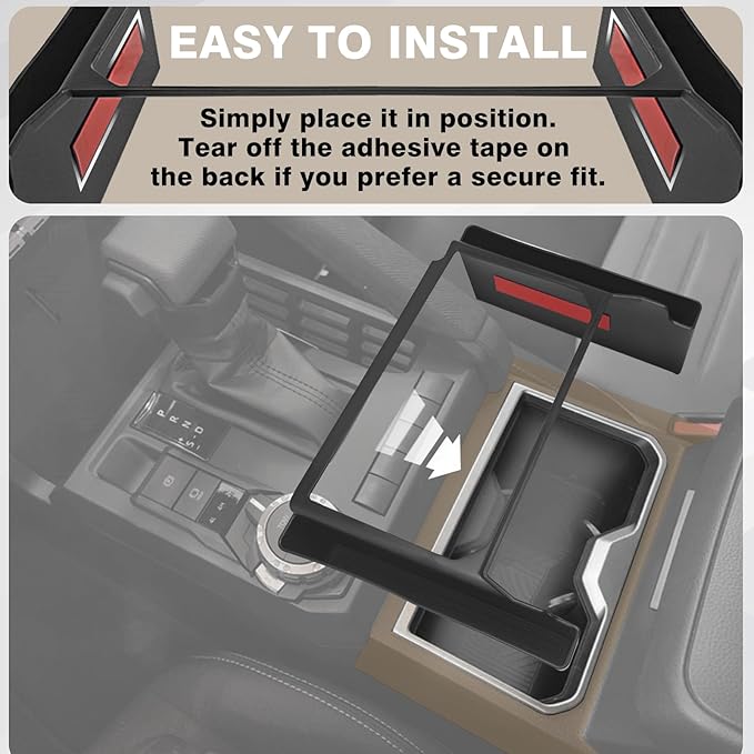 Muslogy Center Console Organizer Compatible with 2024 2025 2026 Toyota Tacoma 4th Gen Accessories Interior Storage Box Insert Tray Phone Pocket(Console Organizer+Hanging Storage +Hidden Box)