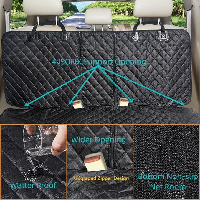ANOSOSPECIAL Dog Car Seat Cover for Back Seat Cover for Kids, Waterproof X Large Rear Seat Protector for Pet Auto SUV Truck (XL, Black)