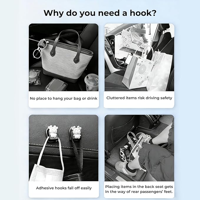 2 Packs Upgraded Foldable Car Seat Headrest Hidden Hooks for Volvo XC90 XC60 XC40 S90 S60 C70 V90 V60 EX30 EX90 60/90 Series Accessories, Storage Organizer for Purse Bag Toy Bottle (Brown)