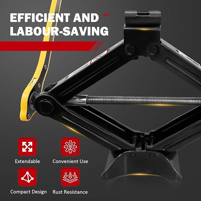 YATOINTO 2 Ton/4400 LBS Scissor Jack | 2 PCS Car Jack Tire Changing Kit, Portable Tyre Changer Set Includes Black Scissor Jack, Ratchet Wrench
