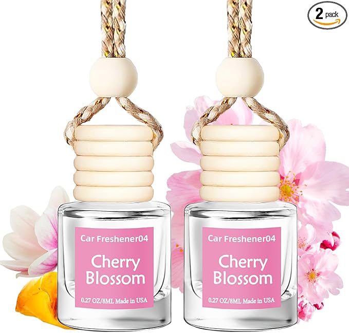 Hanging Car Air Freshener, Long Lasting Scent, Cute Air Fresheners for Women, 2 Pack Non-Toxic Essential Oil Diffuser, Made in USA