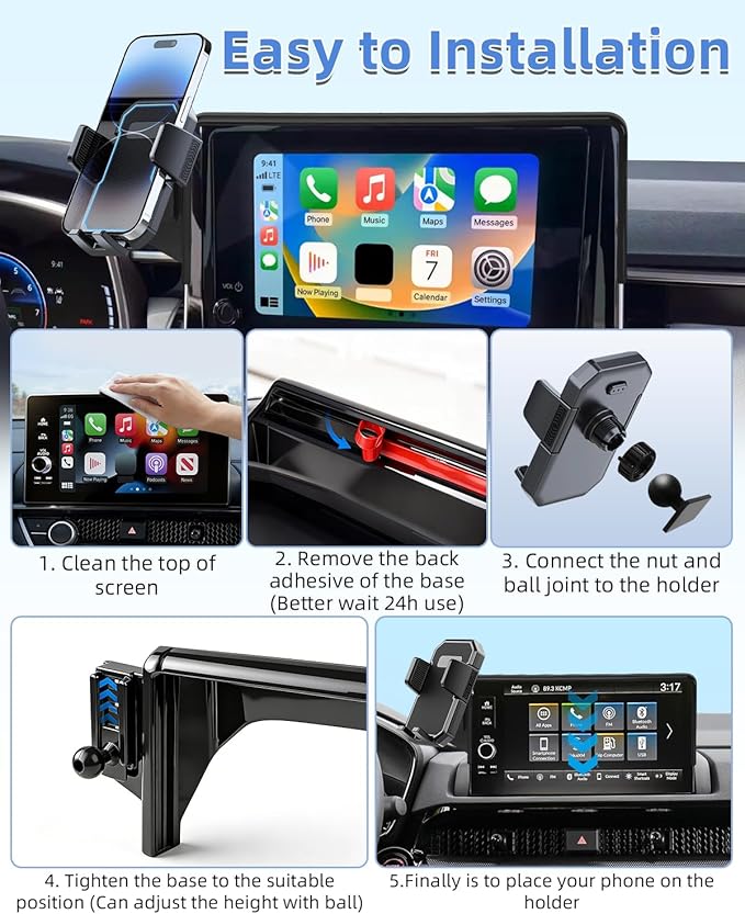 PZK Car Phone Mount for Toyota C-HR CHR 2019 2020 2021 2022 LE/XLE/Limited/Nightshade Accessories 8-inch Screen 360° Rotation Smart Phone Cradles Auto Lock Phone Holder Hands Free Not Affect Vent