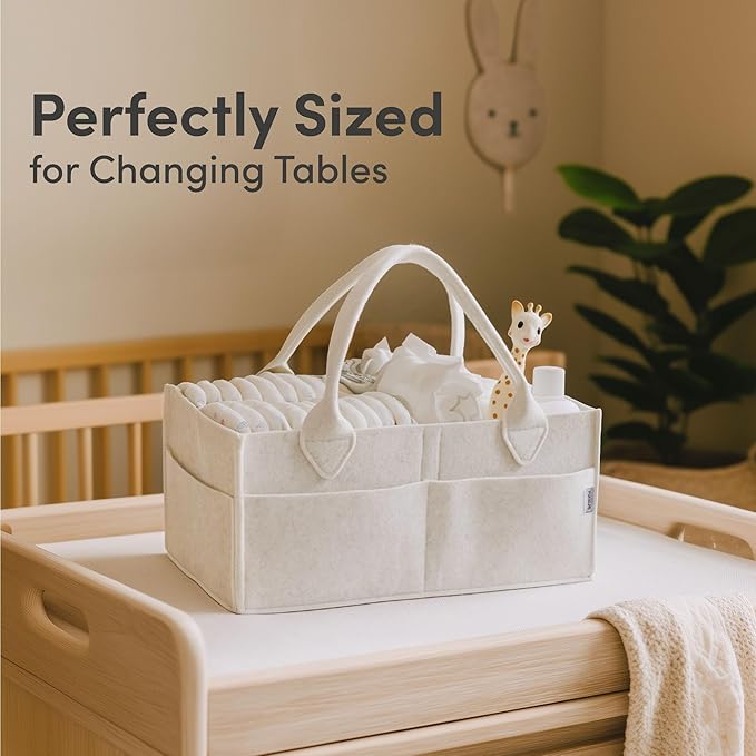 PUTSKA Baby Diaper Caddy Organizer - Nursery Storage Basket for Diaper Station, Baby Basket Shower List and Registry Gift Must-Haves, Newborn Essentials, Nursery Decor for Boy or Girl - White, XL