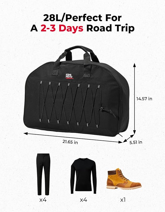 KEMIMOTO Rear Trunk Organizer Travel Soft Liner Luggage Bag 28L Compatible with Touring CVO Trike 1993-2025 Models for Street Glide Road Glide Road King (Standard Storage)