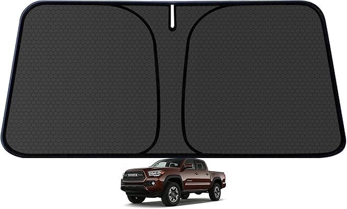 Tacoma Customized Windshield Sun Shade for 2016-2026 Tacoma SR/SR5/TRD Sport/TRD OffRoad/TRD Pro/Limited 2/4Dr Front Window SunShade Visor Protector Foldable Blocks UV Rays Keep Car Cooler Accessories
