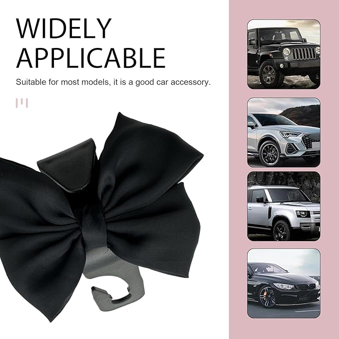 2PCS Car Seat Headrest Hooks, Car Purse Hooks, Cute Bow Shaped Auto Rear Seat Storage Hook Hanger for Purses and Bags, Auto Interior Decoration Accessory for SUV Sedan Truck (Black)