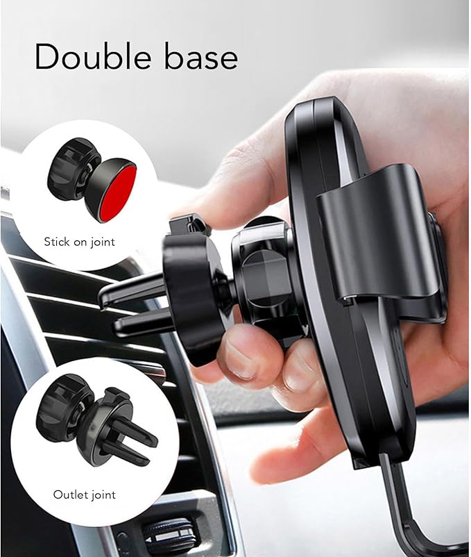 15W Wireless Car Charger Mount, 360 Degree Rotating Phone Holder with Intelligent Protecting Fast Charging Automatic Clamping Safety Fixations Car Wireless Charger