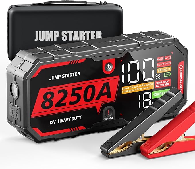 8250A Jump Starter Heavy Duty Jumper Starter Portable Battery Pack (Up to 13L Gas / 10L Diesel), 24000mAh Power Bank, 12V Auto Car Truck Battery Booster Jump Box, 48-Months Stand-by Time