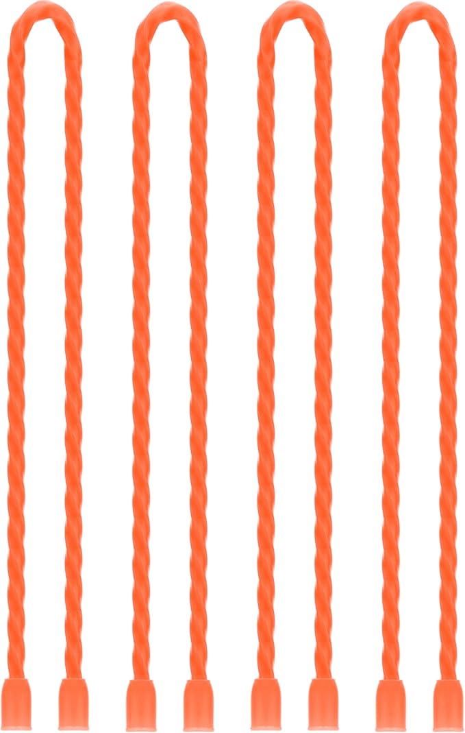 TRIPLE DEER 4Pcs 24-Inch Silicone Cable Ties Colorful Reusable Steel-Core Silicone Twist Gear Tie Straps for Bundling and Organizing, Bendable Holder Strap for Indoor and Out All Purpose, Orange