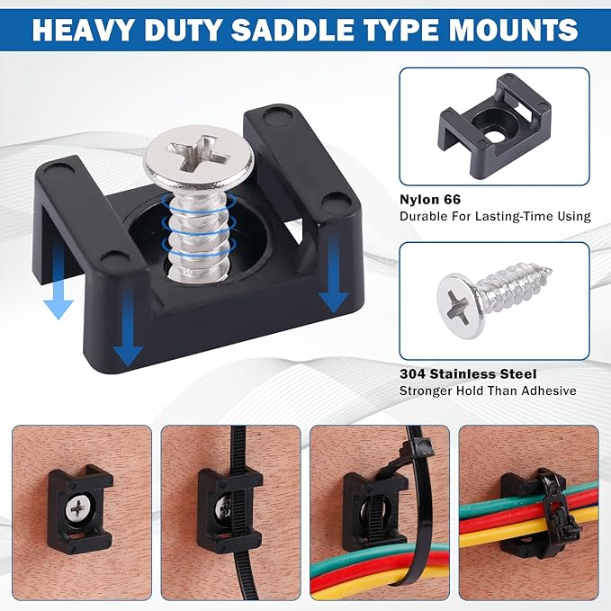 Magnetic Cable Zip Tie Mounts, 15 Pcs Heavy Duty Magnet Wire Holder Automotive Multipurpose & 50 Pcs Zip Ties & 20 Pcs Cable Tie Mounts with Tapping Screws for Wire Organization(43mm 85 Pcs)