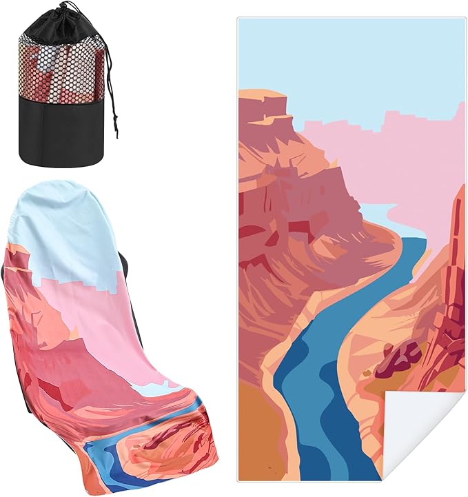 Hahafelt 1 Pack Car Seat Towel Covers with Storage Bag 63 x 32 Inch Athletic Running Towel Seat Sweat Washable Non Slip Cover Gift for Car Outdoor Sport Activities (Grand Canyon)
