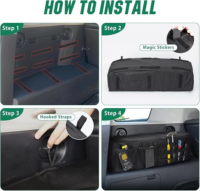 QQUNSUNUS Car Bag Organizer Trunk with 600D Oxford Cloth Car Storage Trunk Organizer Compatible with Toyota FJ Cruiser 2007-2021 Multifunctional Storage Bag