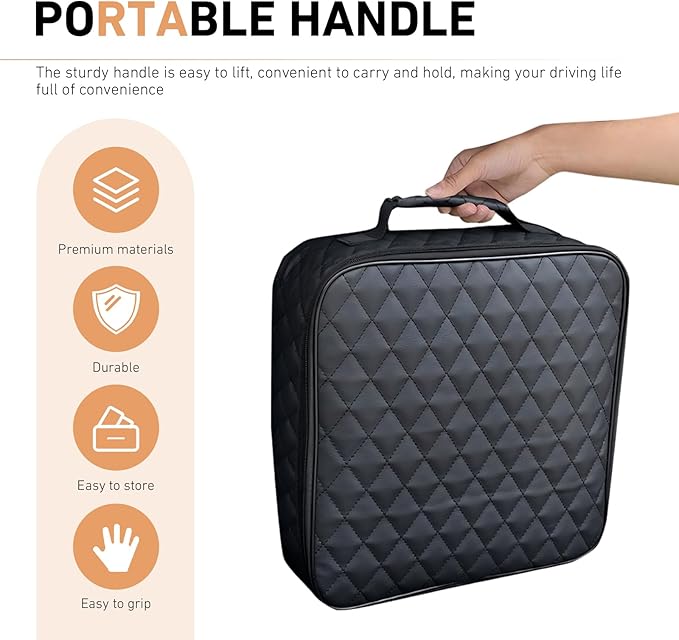 Car Trunk Storage Bag, Leather Hanging Organizer, Multi-Purpose Auto Trunk Bag for Tools, Accessories & Emergency Kits, Universal for Most Cars (Black)