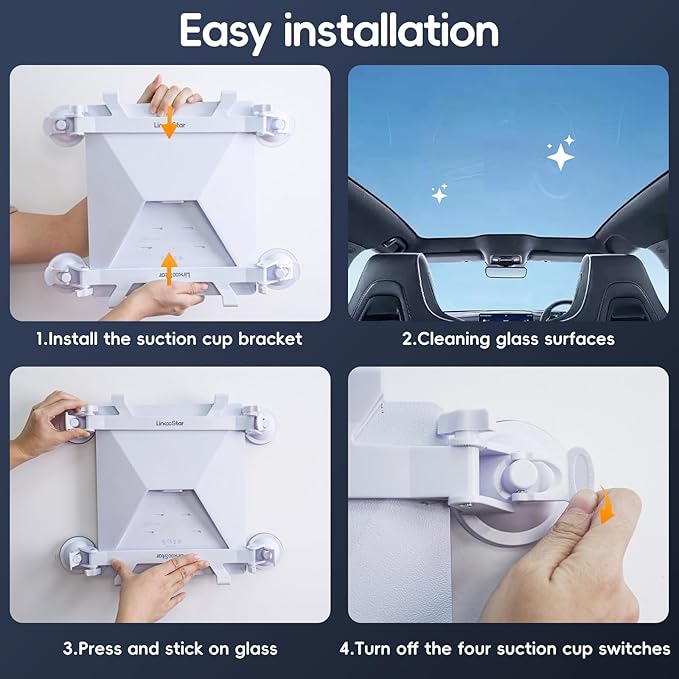 Linkoostar for Starlink Mini Sunroof Suction Cup Mount, Portable Vehicle Strong Suction for Starlink Mini Secure Mounting Kit for Car Sunroof/Rear Window/Front Window/Roof(LM-MB)