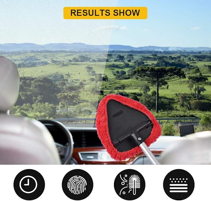 Car Windshield Cleaning Tool Bonnets - 6 Pack, 5” Windshield Cleaner Wand Cloths Replacement Pads Thickened Red Coral Fleece Car Window Glass Cleaner Bonnets