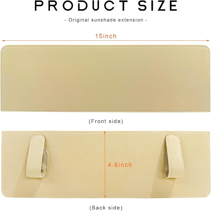 2 PCS Sun Visor Extender for Car, Anti-Glare Sunvisor Extension Shade Attachment for Safe Driving, Clip-On Sun Blocker Sunshade Extender Protect Driver Passenger from UV Rays (Beige)