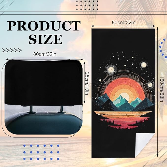 2 Pack Car Towel Seat Covers with Storage Bag, Multifunctional Towel for Gym Outdoor Sport, Picnic, Beach, Pet Dog Travel,Non-Slip Washable Car Seat Protector (Mountain Galaxy)