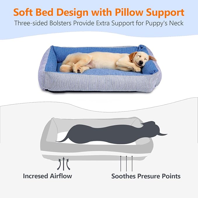 Dog Car Seats for Small Dogs, Detachable Soft Cotton Cushion, Comfort Pet Travel Dog Bed, Puppy Car Seat with Adjustable Secure Straps, Under 25lbs, Blue