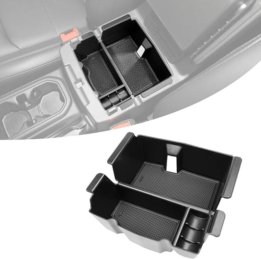 Center Console Organizer Tray Fit for 2018-2025 Jeep Wrangler JL JLU 4XE/Gladiator JT Center Console Armrest Box for Wrangler&Gladiator Accessories(Center Console Armrest Organizer)
