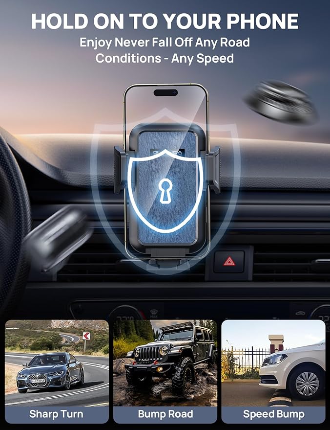 Car Phone Holder Mount [Military Grade Stable], 360° Rotatable Suction Cup Car Phone Mount for Dashboard Windshield ,Truck Cradle Stand for iPhone 17 16 15 Pro Max Samsung All Phone-2026 Upgraded
