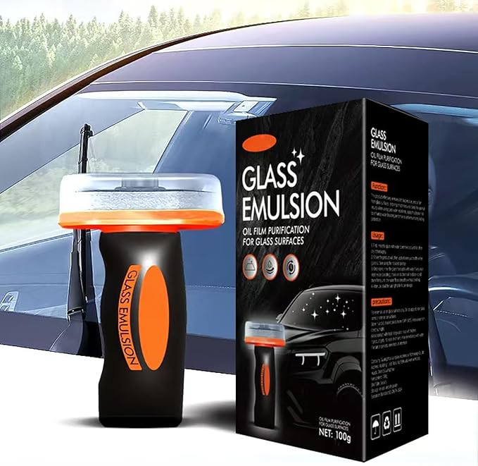 2PCS Glass Emulsion Cleaner, Car Oil Film Cleaner, Handle Oil Film Remover&Windshield Cleaner For Cars Window, Universal Anti-Rain Fog Brush Oil Film Remover for Car Windshields and Windows(100g)