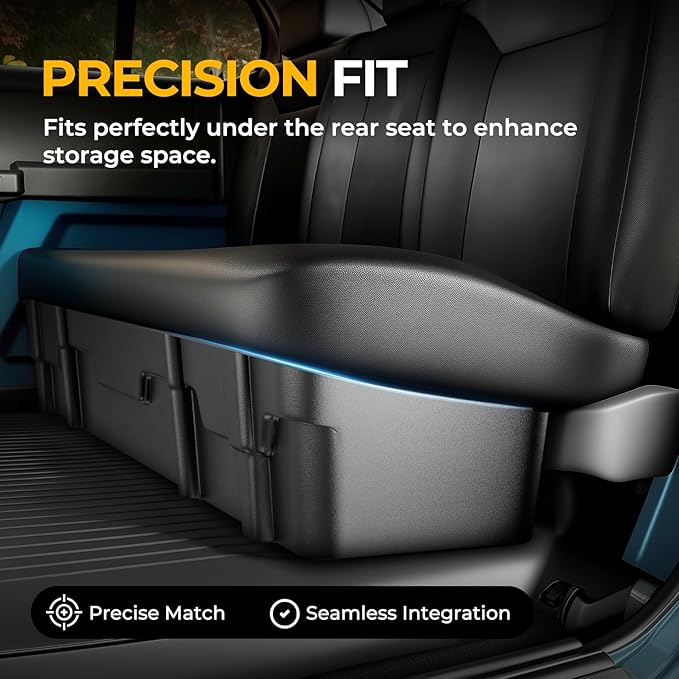 Auto Dynasty Under Seat Cargo Storage Box Organizer Fit for 2015-2025 Ford F150 Crew Cab, F250 F350 Super Duty Crew Cab, Rear Extra Cargo Store Truck Organizer